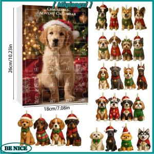 [miqiangzi] Dog Advent Calendar 2025 2D Acrylic Dog Pendant Christmas Tree Decor 24 Days Christmas Countdown Calendar Gift For Dog Lovers