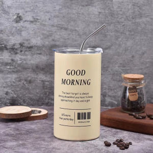 Stainless Steel Iced Coffee Cup with Straw 600ml Americano Coffee Mug Vacuum Insulated LeakProof