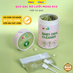 Que Gạc Rơ Lưỡi Cho Bé Sơ Sinh MOAZ ECO Chất Liệu Cotton và Polyeste Cao Cấp Hộp 30 Que Tiện Dụng
