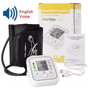 [3 Years Warranty]English Voice Standard Size 22-32cm Cuff Arm Type Digital Blood Pressure Monitor Machine And Heart Beat Monitor Spyhgmomanometer Lcd Display Mesin Tekanan Darah