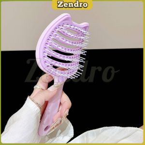 Zendro Self-Cleaning Air Cushion Comb Large Curved Design Fluffy Volume Hair Styling Brush 1Pc