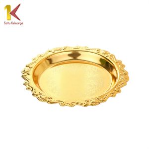 Satu Keluarga Piring Kue Buah C1429 Piring Hias Stainless Gaya Eropa Tatakan Gelas Piring Buah Kue