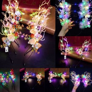 ANGY  LED Lights LED Glow Headband Colorful Plastic Flashing Headband Light Up Hair Bands Luminous Luminous Deer Horn Hair Band Glowing Christmas Party