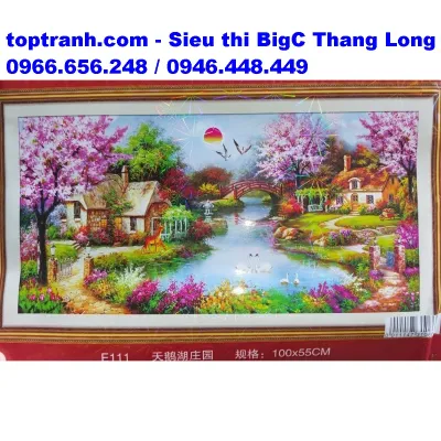Tranh thêu chữ thập ngôi nhà hạnh phúc cỡ nhỏ E111 chưa thêu