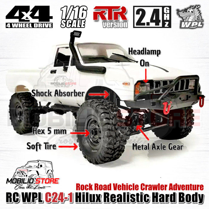 Wpl Rc Cars RC Cars New WPL C24-1 White Full Propo RTR Off Road Racing