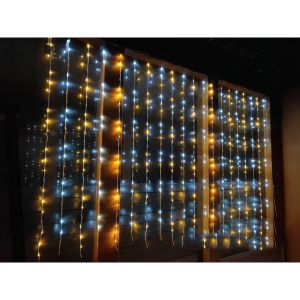 Bộ Đèn Led Mành rèm Trang Trí Thả Kiểu Mưa Rơi Thác Nước 10 Sợi đủ màu