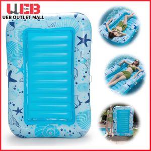PVC Inflatable Pool Float Chair with Tanning Bed Function Dual-Use Water and Garden Lounger