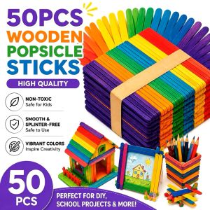 50 Pcs Wooden Popsicle Sticks for Crafts