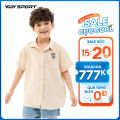 Áo sơ mi trẻ em ?YODY Kids áo thun có cổ bé trai tay ngắn thêu gấu chất cotton mềm mại an toàn cho làn da bé, phong cách hàn quốc SMK6006. 