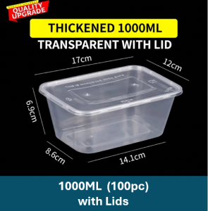Takeaway box bento box hawker packing with Lids Plastic Food Containers for Takeaway and Meal Packaging