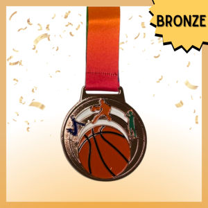 Basketball 6.5cm Gold/ Silver/ Bronze Medal for Tournaments Championships and Awards