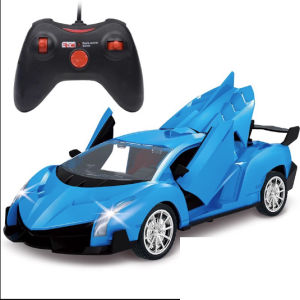 Remote control car wireless high-speed racing light one-touch door opening for children and boys toy car