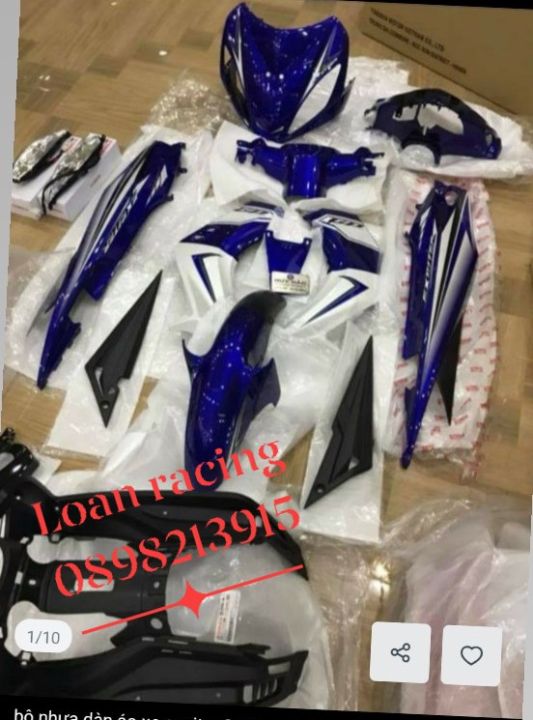 Dàn áo exciter 2010 màu xanh GP full dàn màu 12 món luôn tem hàng zin mới chính hãng Yamaha