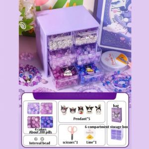 Kuromi Childrens Necklace Kuromi Bracelet DIY Bracelet Beads Set Jewelry Kids Toy Making Necklace Accessories Creative DIY Handmade Beaded Toy