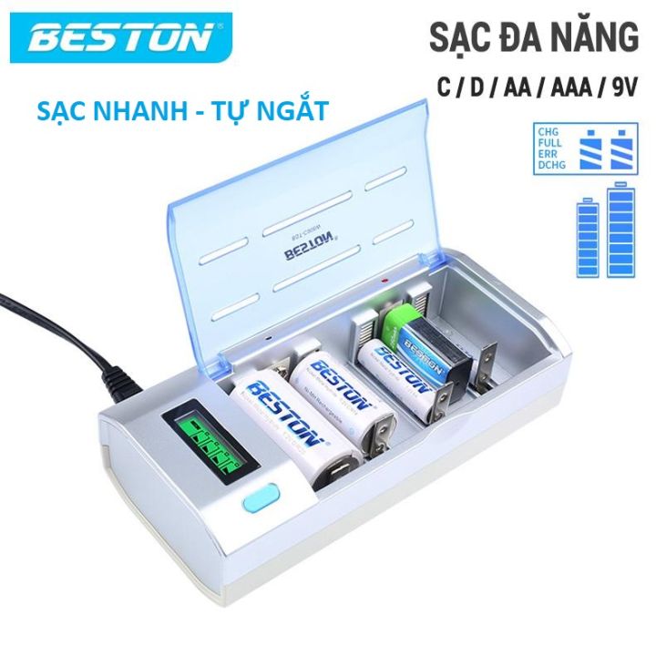 Bộ Sạc Pin Đa Năng BESTON C906W dùng cho pin AA/AAA/9V/C/D Sạc nhanh ...