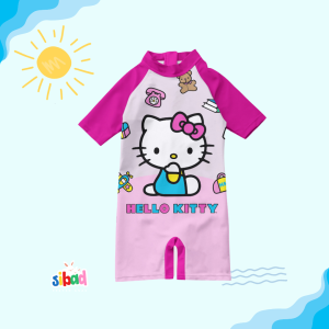 SIBAD Baju Renang Anak Perempuan Cewek Hello Kitty Pink Putih Umur 1-10 Tahun