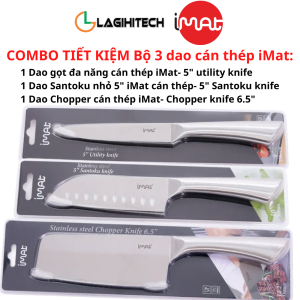 Bộ dao nhà bếp iMat bằng Inox 430 lưỡi thép Cacbon chống mài mòn - Hàng chính hãng