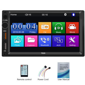 (MP5+Camera) 7018B 3rd 7" Double 2Din Car Stereo MP5 Car Radio 7inch HD Touch Screen MP5 Multimedia Car Stereo GPS/Mirrorlink/Bluetooth/Reverse Image/Handsfree/USB/FM/AUX Auto Radio