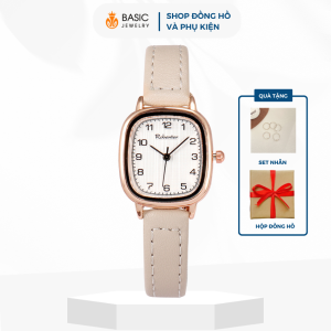 Đồng Hồ Nữ Dây Da Thời Trang Robenter DH03 Basic Jewelry Mặt Số Chữ Nhật Phù Hợp Đi Học Đi Chơi