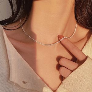 Gnker Silver Colour Sparkling Clavicle Chain Choker Necklace for Women Fine Jewelry Wedding Party Birthday Gift