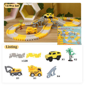 460Pcs Mainan Track Elektrik Anak Set DIY City Konstruksi Truck Menyenangkan Mobil Perakitan Mainan