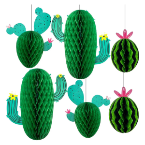 Light Cactus Cellular Paper Party Decorations 6Pcs Easy Hanging Set For Celebration