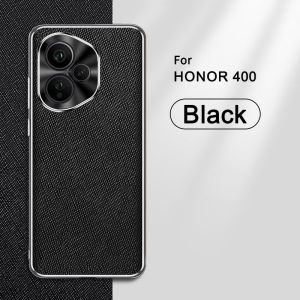 Thích hợp cho Honor 400 Pro 400Pro Honor400 5G Honor400 Pro 5G Mạ điện họa tiết chéo da trơn vỏ điện thoại kim loại bao gồm tất cả cao cấp kinh doanh chống rơi Ốp chống sốc Bìa