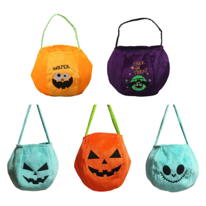 Velvets Candy Bag With Pumpkin Shape Spacious Storage Bucket Holiday Themed Accessory For Children Parties