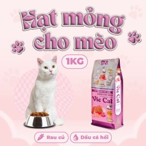 1KG Thức ăn hạt MÈO PETVIE bổ sung DẦU CÁ HồI và RAU Củ giúp Lông khỏe giảm rụng giảm chảy nước mắt