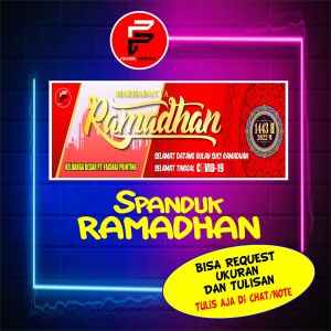 Banner Ramadhan / Spanduk Marhaban Yaa ramadhan / banner Bulan Suci / Spanduk Custom Ukuran 100 x 50 cm