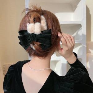 FU  Jepit Rambut Wanita Motif Kupu Jedai Bulu Pom Pom Halus Lembut Gaya Korea Import Hairpin Pita Korea Hair Pins Hair Claw Clip A26