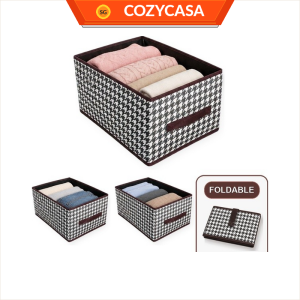 【CozyCasa】 Houndstooth Wardrobe Storage Organizer | Foldable Stackable Clothing Box