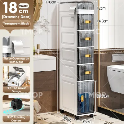 TMOP Storage Cabinet with Wheels Multi-Use Organizer for Bathroom Kitchen Bedroom Gap Spaces Removable Drawer Space