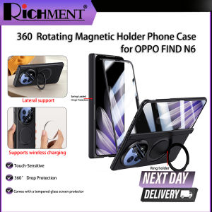 RICHMENT Magnetic 360° Ring Holder Phone Case for OPPO Find N6 Build-in HD Clear/Privacy Screen Protector