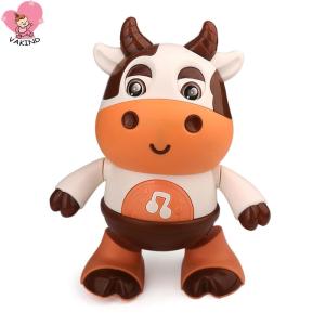 Electric Dancing Cattle Toy Movable with Music Light Early Education Toys Plastic Glowing Cattle Doll Smooth for Children Birthday Gift
