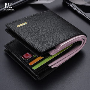 LouisWill กระเป๋าสตางค์ของผู้ชายกระเป๋าสตางค์หนัง PU นิ่มกระเป๋าสตางค์สั้นแบบเรียบง่ายช่องใส่เงินหนากระเป๋าสตางค์เรโทรกระเป๋าสตางค์ผู้ชายใส่บัตรได้หลายช่องกระเป๋าเดินทางผู้ที่ใส่บัตร ID เครดิต Pouch Koin