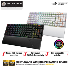 ROG Strix Scope II 96 Wireless Gaming Keyboard Tri-Mode Connection Dampening Foam & Switch-Dampening Pads Hot-Swappable Pre-lubed ROG NX Switches ABS Keycaps RGB-Black