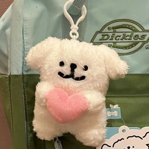 Cartoon Line Puppy Plush Key Ring Toy Anime Dog Pendant Stuffed Keychain Doll Toys for Kid Gift