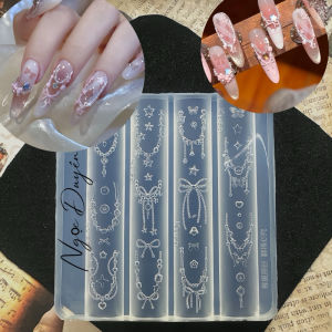 Khuôn hạt châu viền nơ 4 thanh silicon làm nail