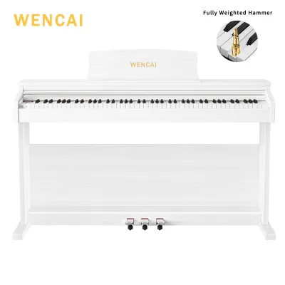 WENCAI 88 Keys Digital Piano Hammer Action Weighted Keyboard Piano Full Size Upright Electric Piano Wooden Electronic Piano for Beginner Professional MIDI-USB Support 3 Pedals