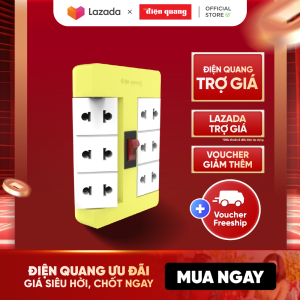 Ổ Cắm Xoay 90° Điện Quang ĐQ ESK RT 6RW (6 Lỗ màu vàng trắng)