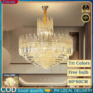 Three-color crystal chandelier living room light LED bedroom light creative ceiling light modern atmospheric Nordic master bedroom dining room lighting luxurious crystal lamp