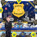 JOYMEMO Police Birthday Decoration Children's Party, Police Theme Balloon, Happy Birthday Banner, Happy Birthday Police Background Cake, Police Theme Birthday Party Top. 