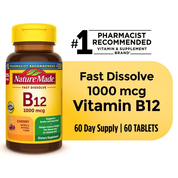 Nature Made B12 1000mcg Cherry Flavor 60 Tablets วิตามิน บี12 ชนิดรสเชอ ...