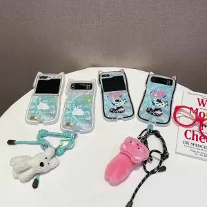 Ốp lưng điện thoại màn hình gập mới 2025 cho Samsung Galaxy Z Flip 7 Z Flip 6 Z Flip 5 Z Flip 4 Z Flip 3 hình vẽ graffiti hoa tai mèo đơn giản ốp silicone TPU mềm
