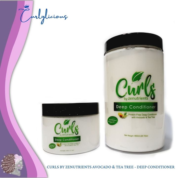 Curls by Zenutrients Avocado & Tea Tree Protein-Free Deep Conditioner ...