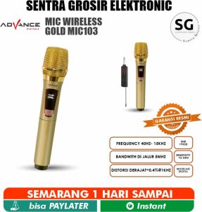 Advance Mic103 Microphone Profesional Mic Wireless Gold Bisa di Charger / Garansi 1 tahun