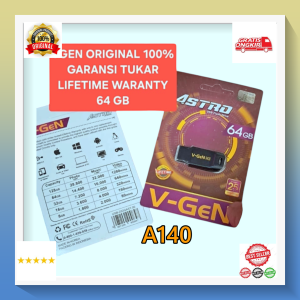 A140 FLASH DISC 64GB 64 GB ORI 100% ASTRO USB DRIVE ASLI VGEN V-GEN GARANSI TUKAR SEUMUR HIDUP FD MEMORY LIFETIME WARRANTY SIMPAN FILE GAMBAR SUARA VIDEO FILM  JAMINAN ASLI / UANG KEMBALI ..  Garansi Resmi Life Time / seumur hidup V-Gen Indonesia (denganN