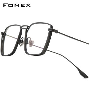 FONEX Pure Titanium Glasses Frame Men Brand Design Retro Vintage Big Oversize Square Eyeglasses Business Full-Rim Japanese High-Quality Ultralight Custom Optical Eyewear 85721