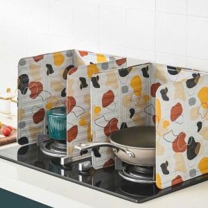 Tấm Chắn Dầu Mỡ 3 Mặt Gập Gọn Chống Bắn Khi Nấu Ăn – Chắn Gió Giữ Lửa Hợp Kim Nhôm Cao Cấp